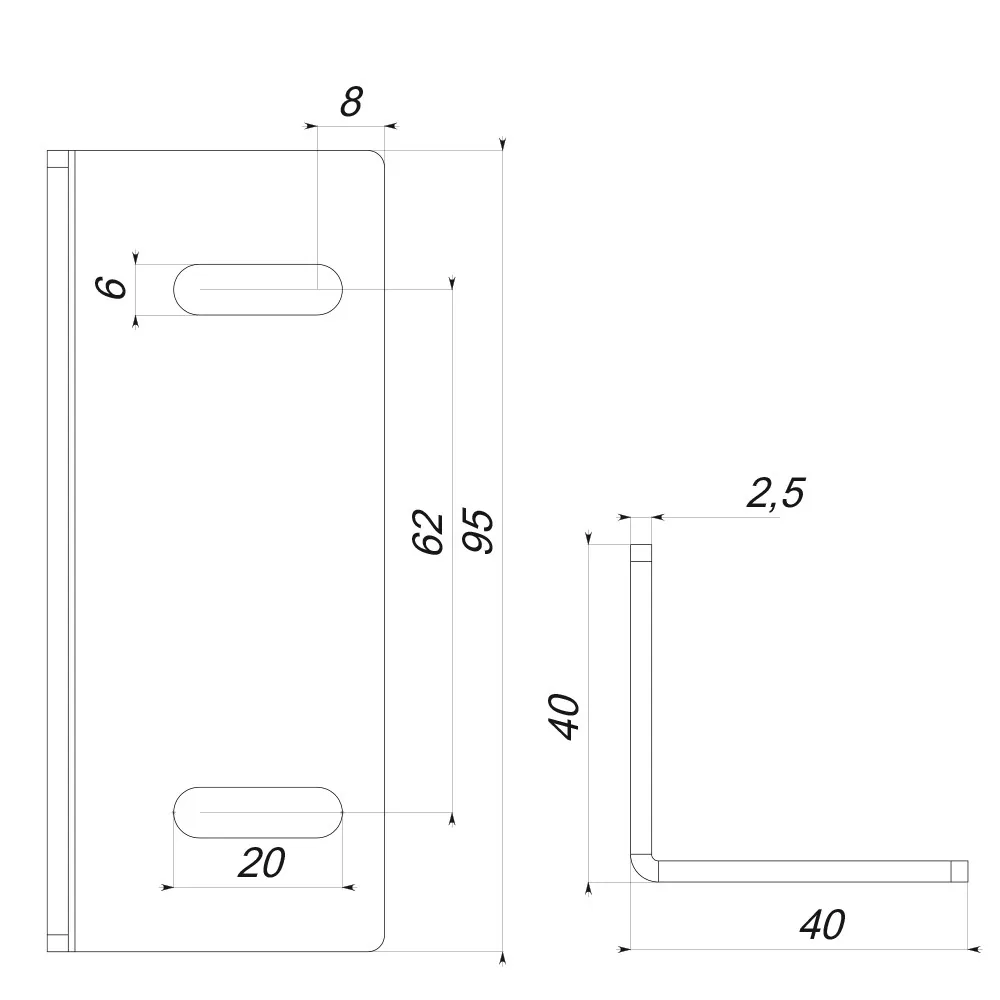 Technical drawing – Bed connector fitting