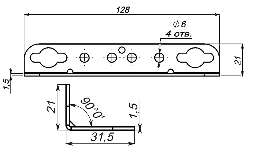Technical drawing – Bed corner bracket