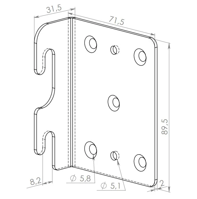 Technical drawing – Bed rail corner fitting