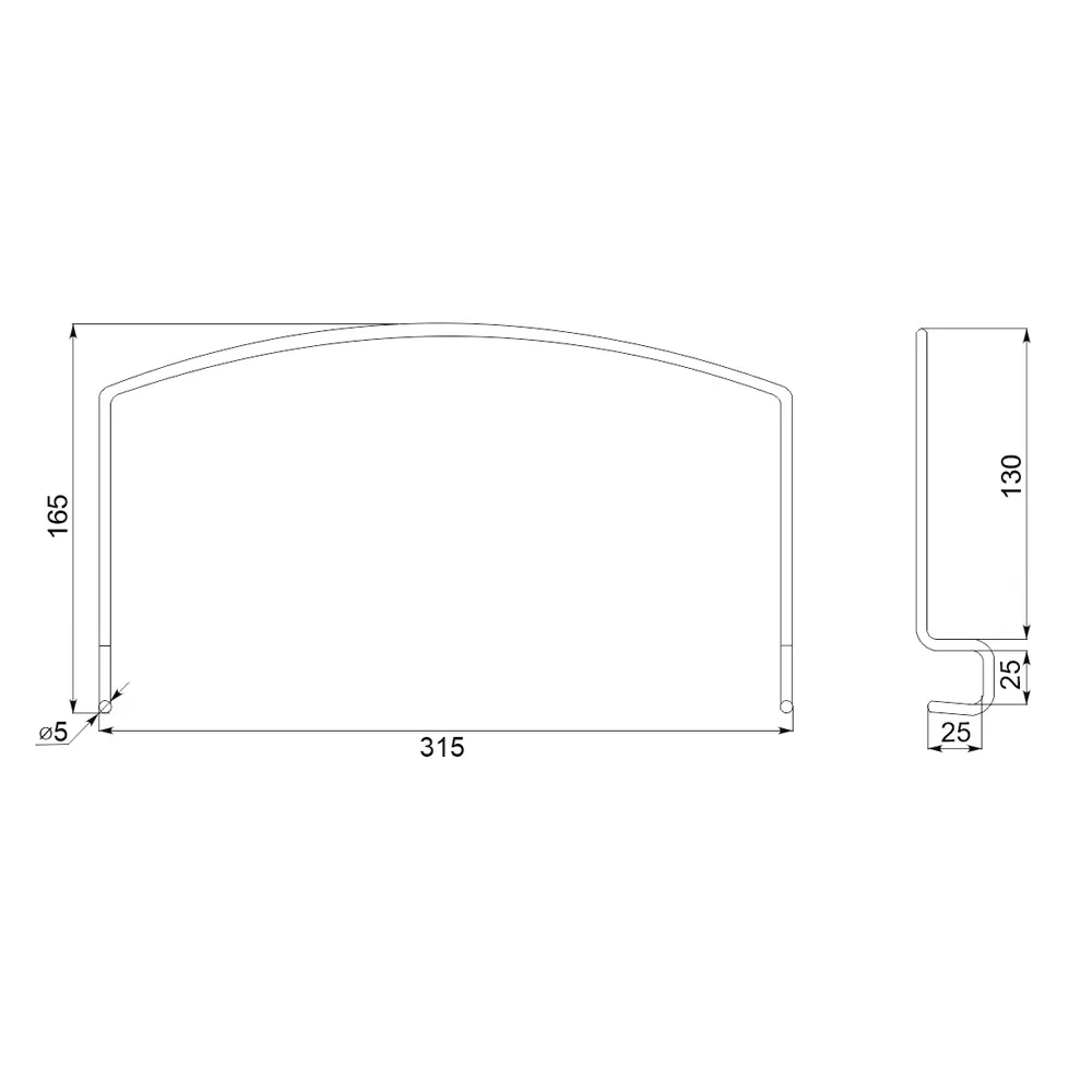 Rysunek techniczny – Łącznik do łóżka, □ 25 × 25