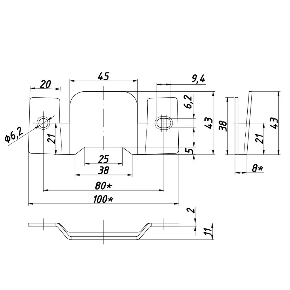 Technical drawing – Sofa connector fitting