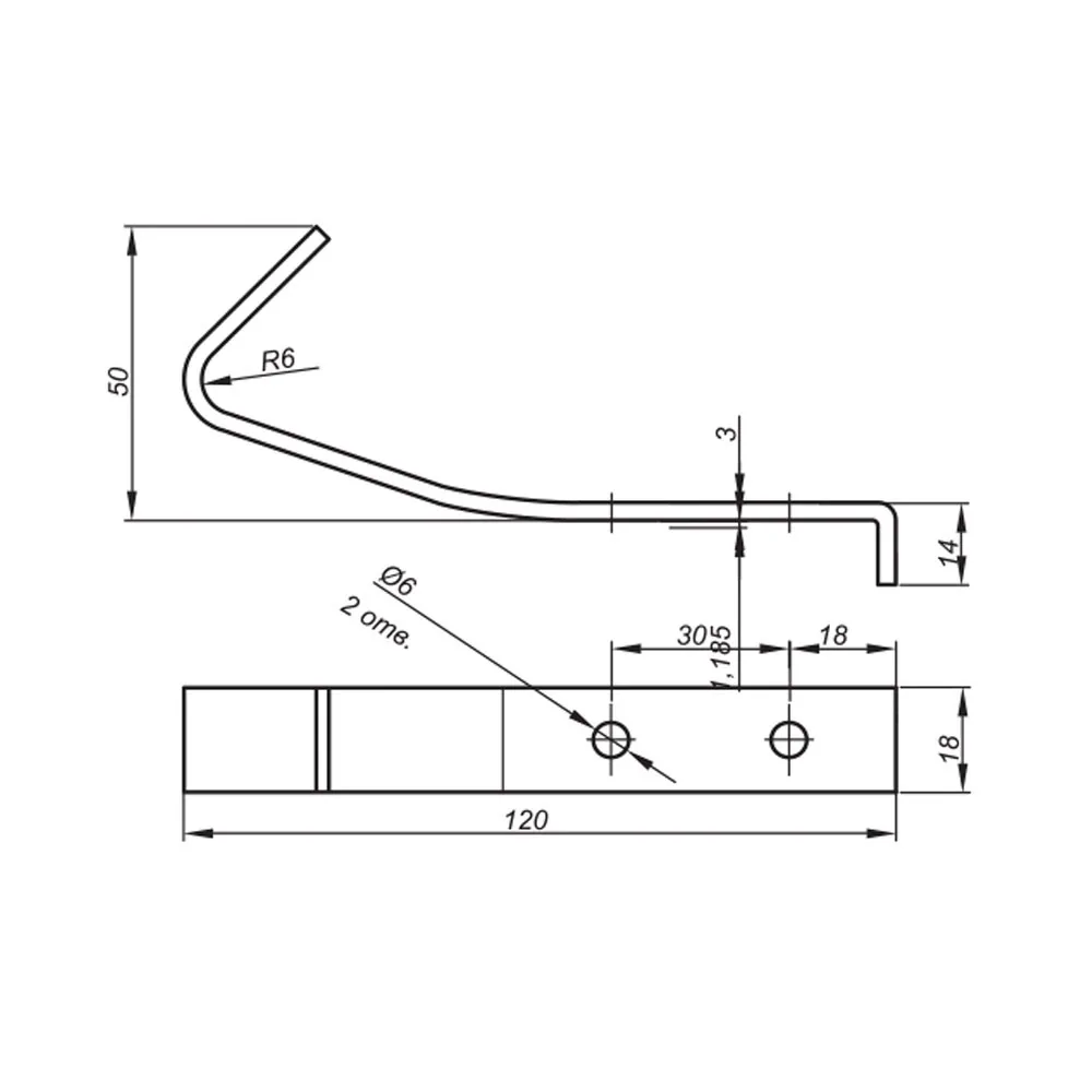 Technical drawing – Furniture hook catch