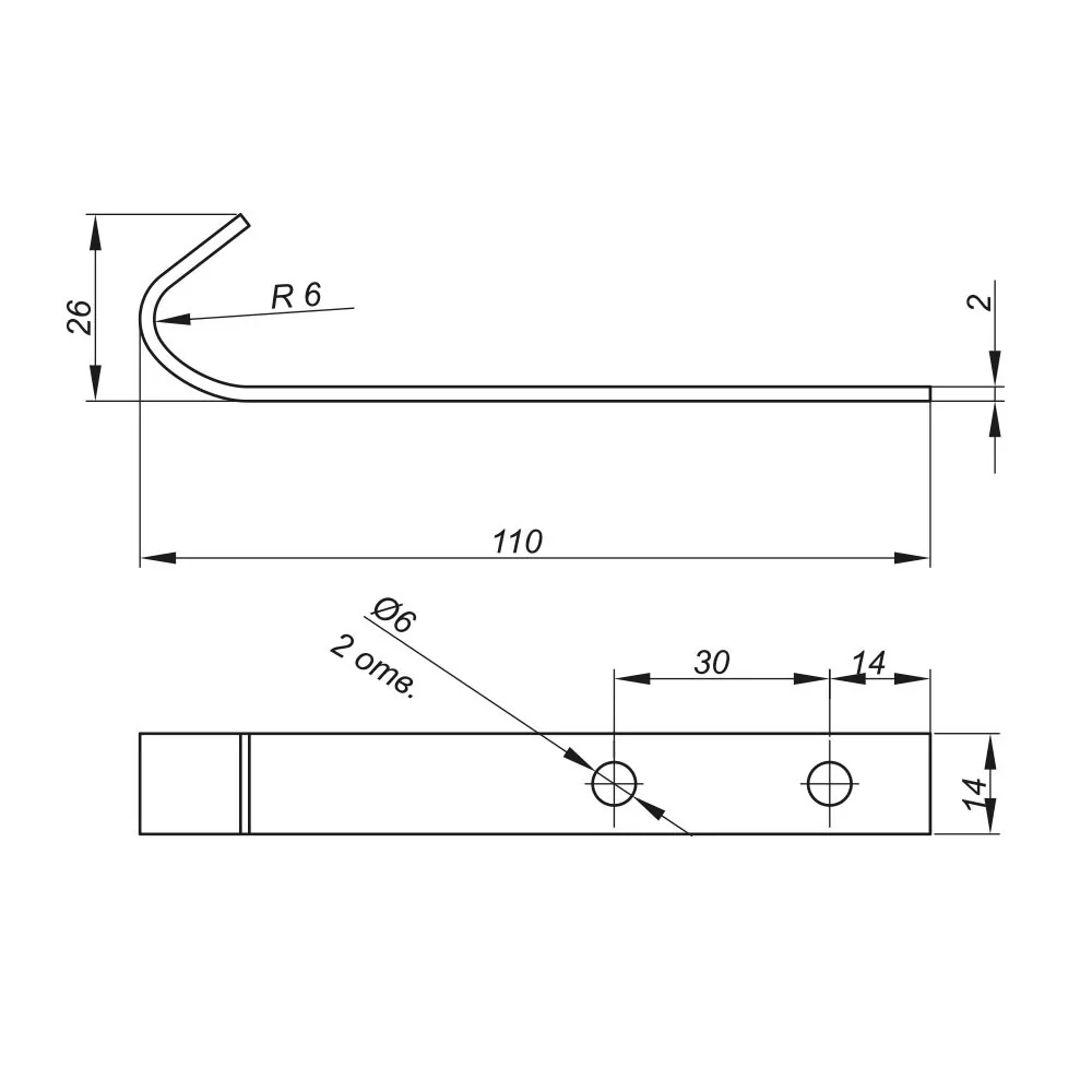 Technical drawing – Furniture hook catch