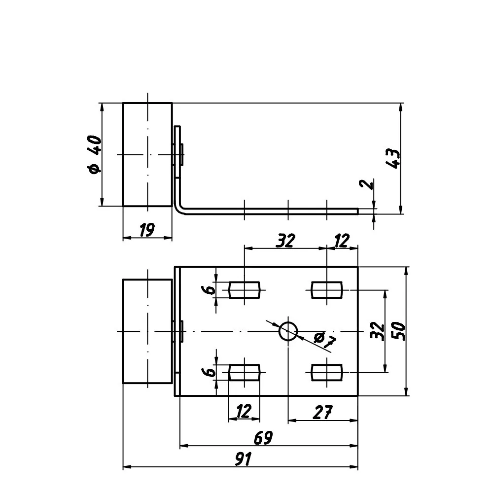 Technical drawing – Castor for case furniture