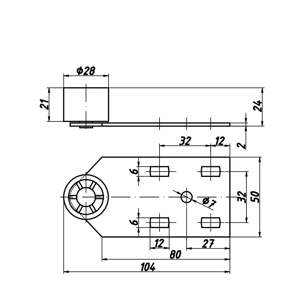 Technical drawing – Furniture castor for pull-out units