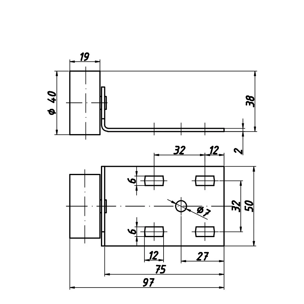 Technical drawing – Furniture castor for pull-out units