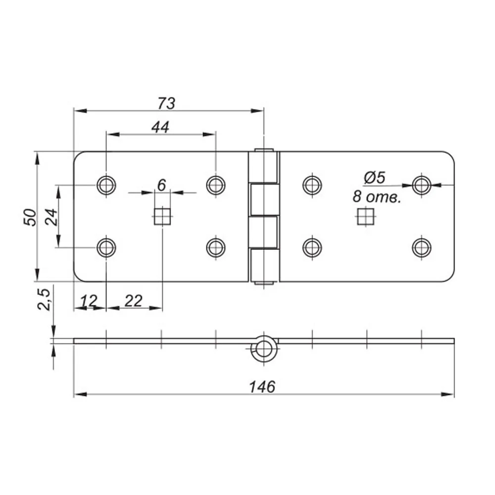 Technical drawing – Furniture hinge