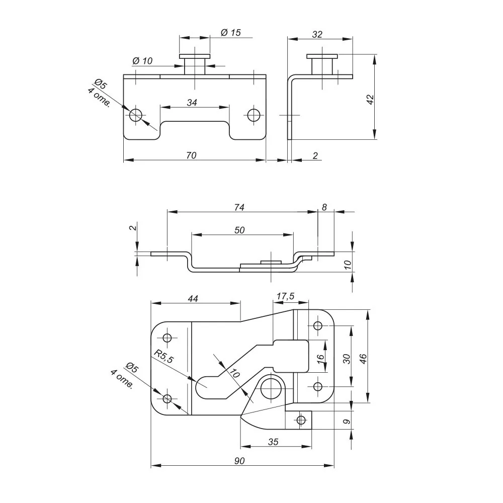 Technical drawing – Furniture pivot