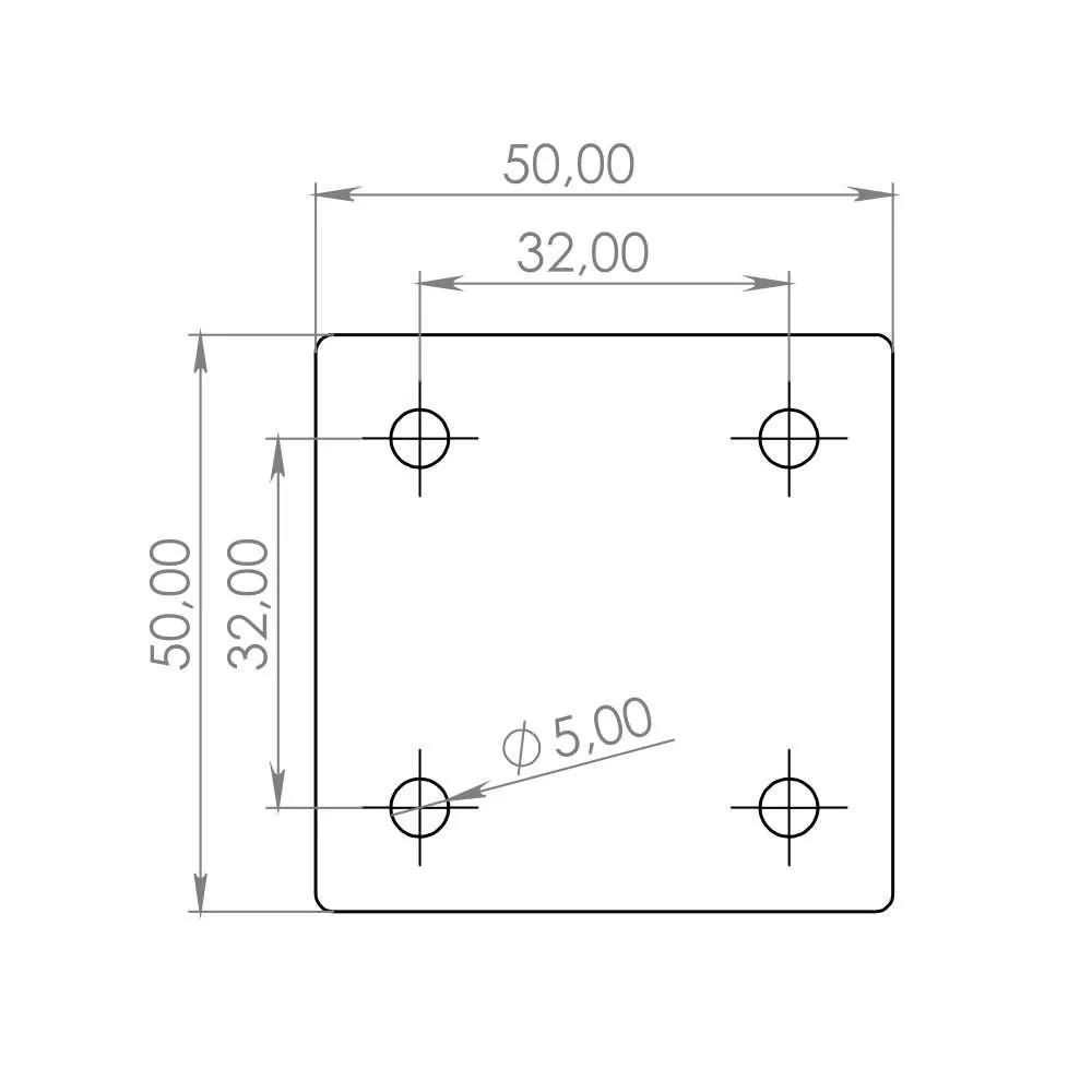 Technical drawing – Mounting plate, 50 × 50