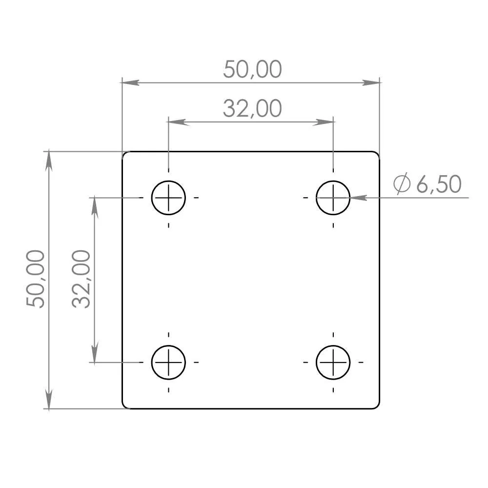 Rysunek techniczny – Płytka montażowa, 50 × 50