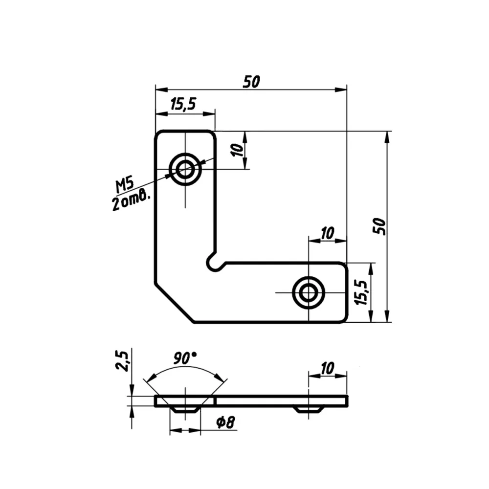 Technical drawing – Frame-profile corner angle, small