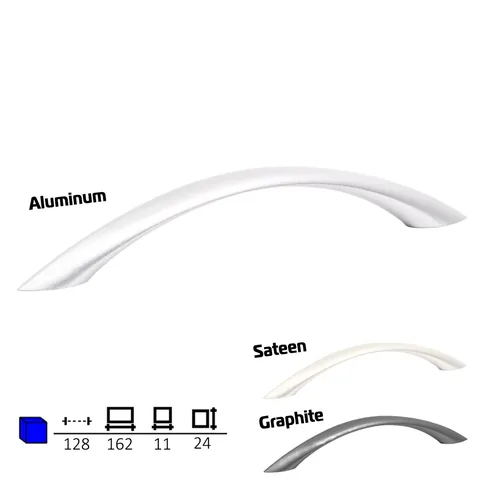 Plastic furniture handle, 128 mm centres