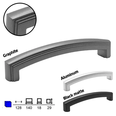 Plastic furniture handle, 128 mm centres