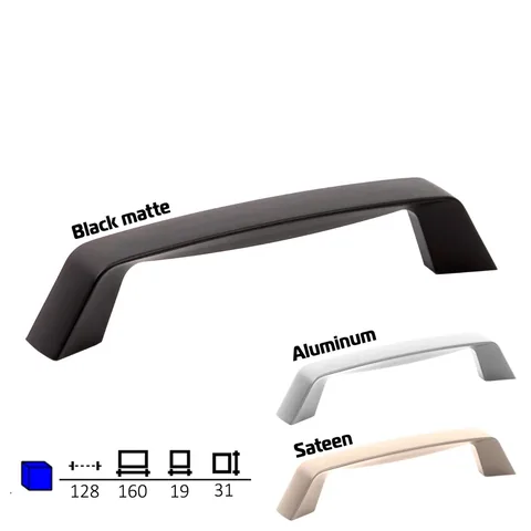 Plastic furniture handle, 128 mm centres