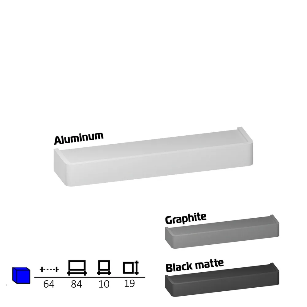 Plastic furniture handle, 64 mm centres