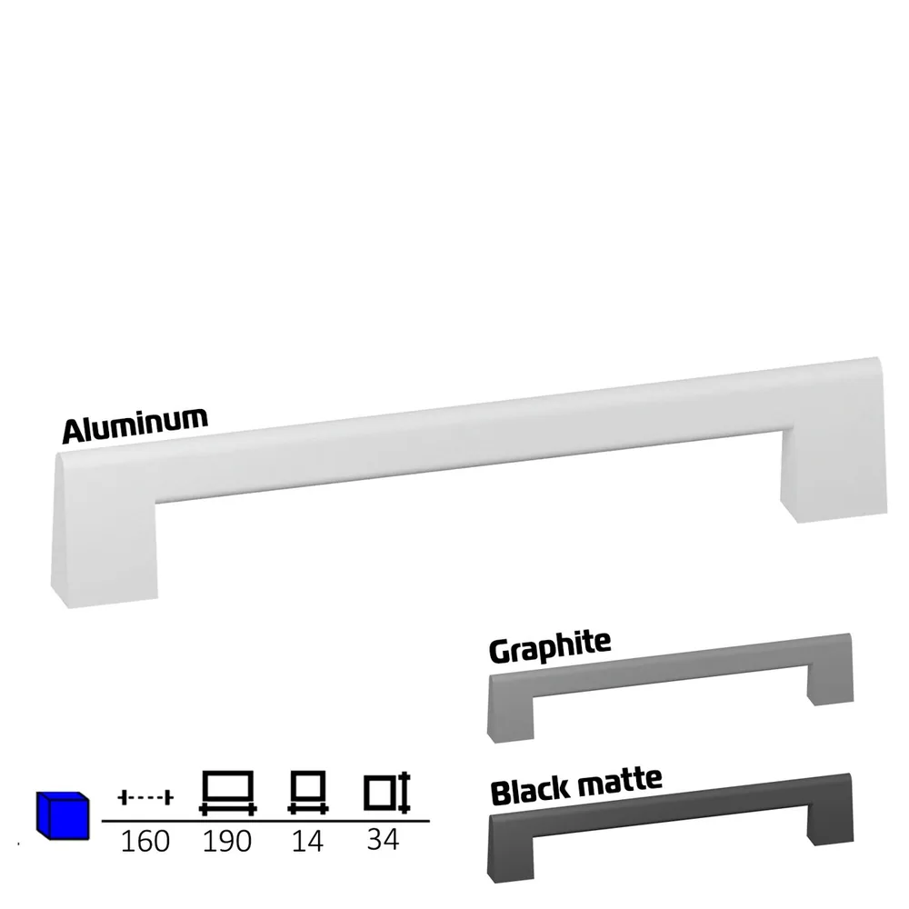 Plastic furniture handle, 160 mm centres