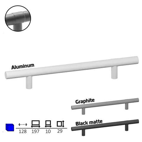 Plastic furniture handle, 128 mm centres