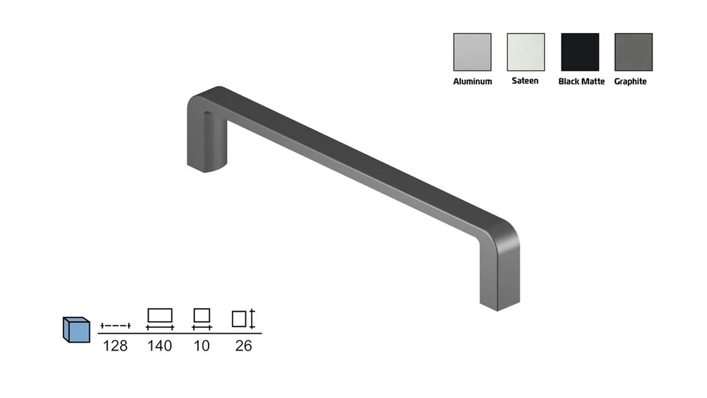 Metal furniture handle, 128 mm centres