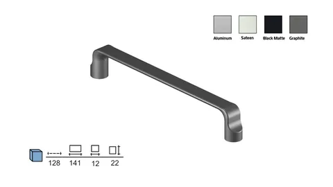 Metal furniture handle, 128 mm centres