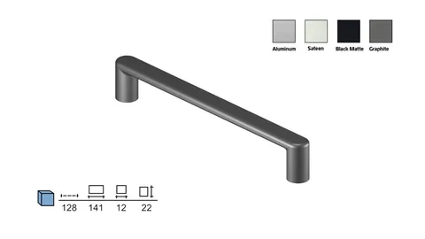 Metal furniture handle, 128 mm centres