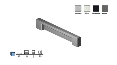 Metal furniture handle, 96 mm centres