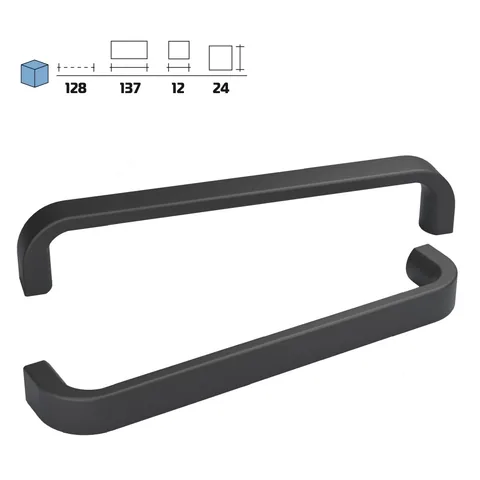 Plastic furniture handle, 128 mm centres