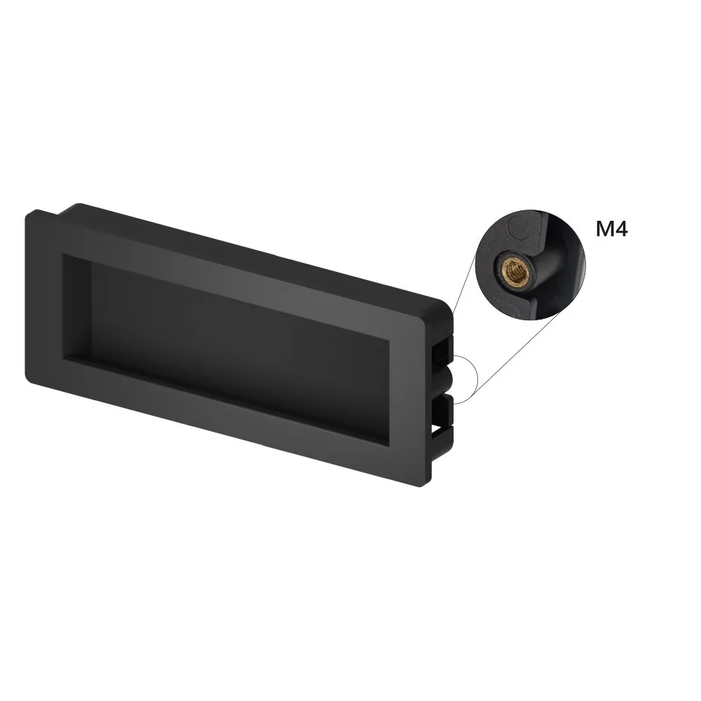 Plastic recessed handle, 96 mm centres