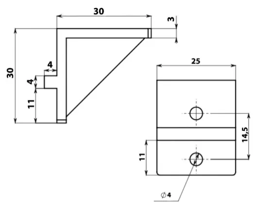 Technical drawing – Plastic mounting angle