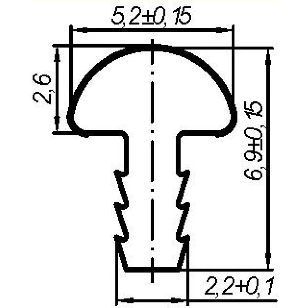 Rysunek techniczny – Profil dekoracyjny wbijany, 5 × 2,6