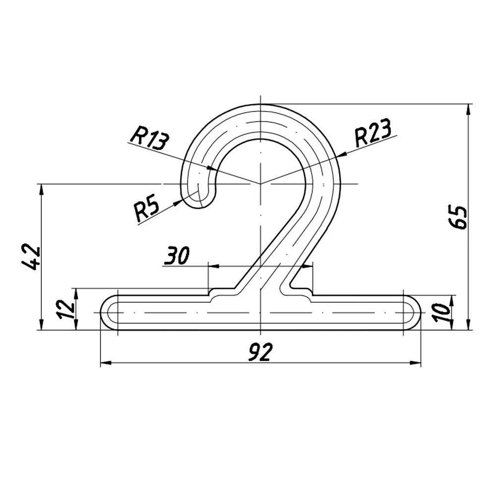 Rysunek techniczny – Haczyk na próbki tkanin