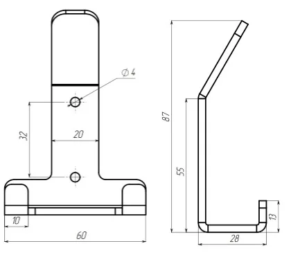 Technical drawing – Double furniture hook