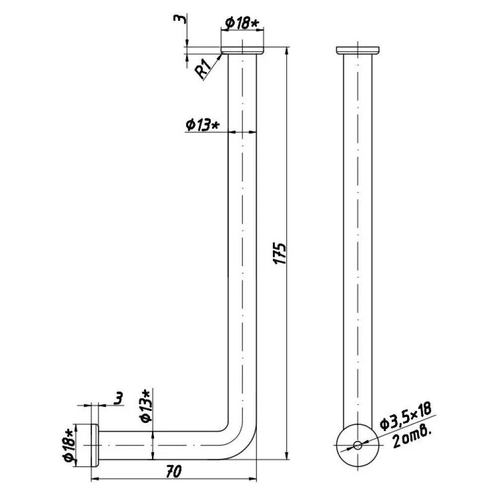 Rysunek techniczny – Haczyk meblowy z tworzywa