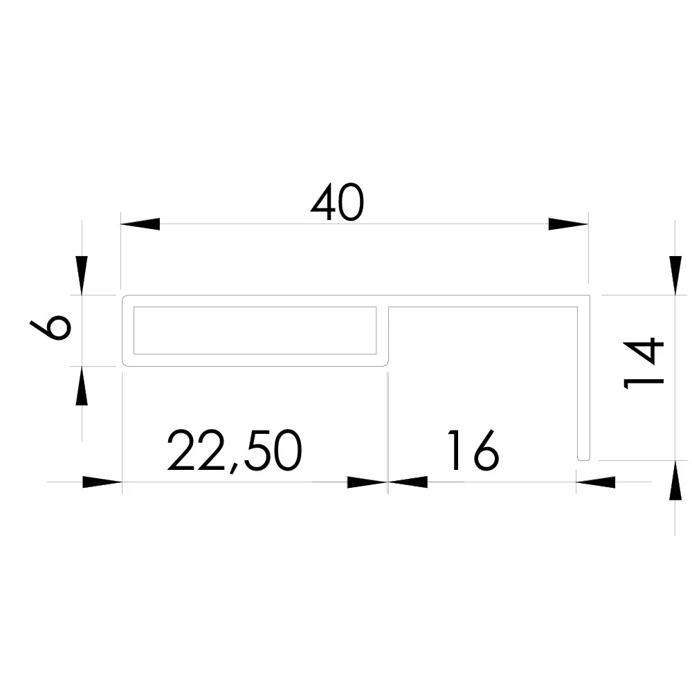 Technical drawing – Aluminium profile handle