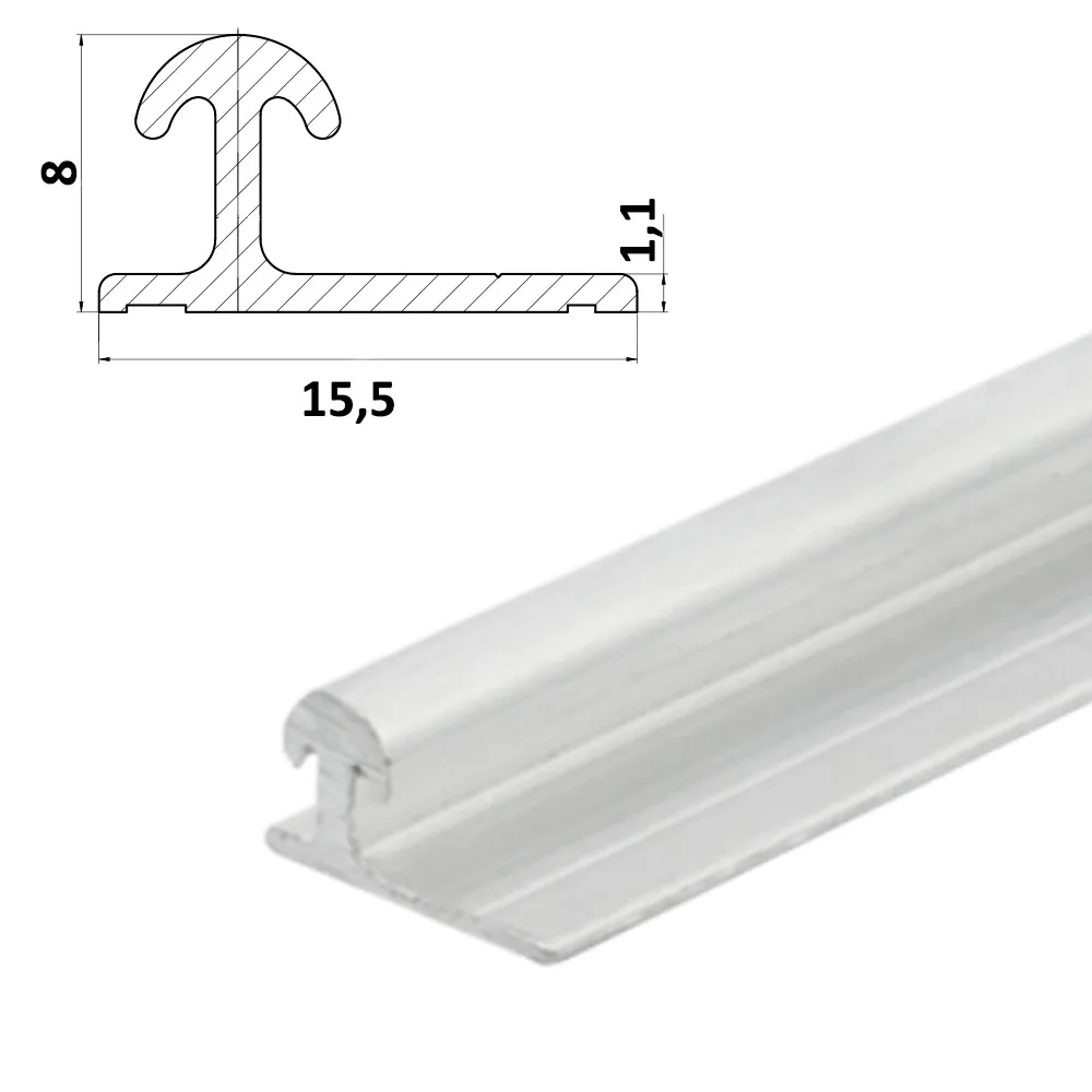 Aluminium track for sliding wardrobes