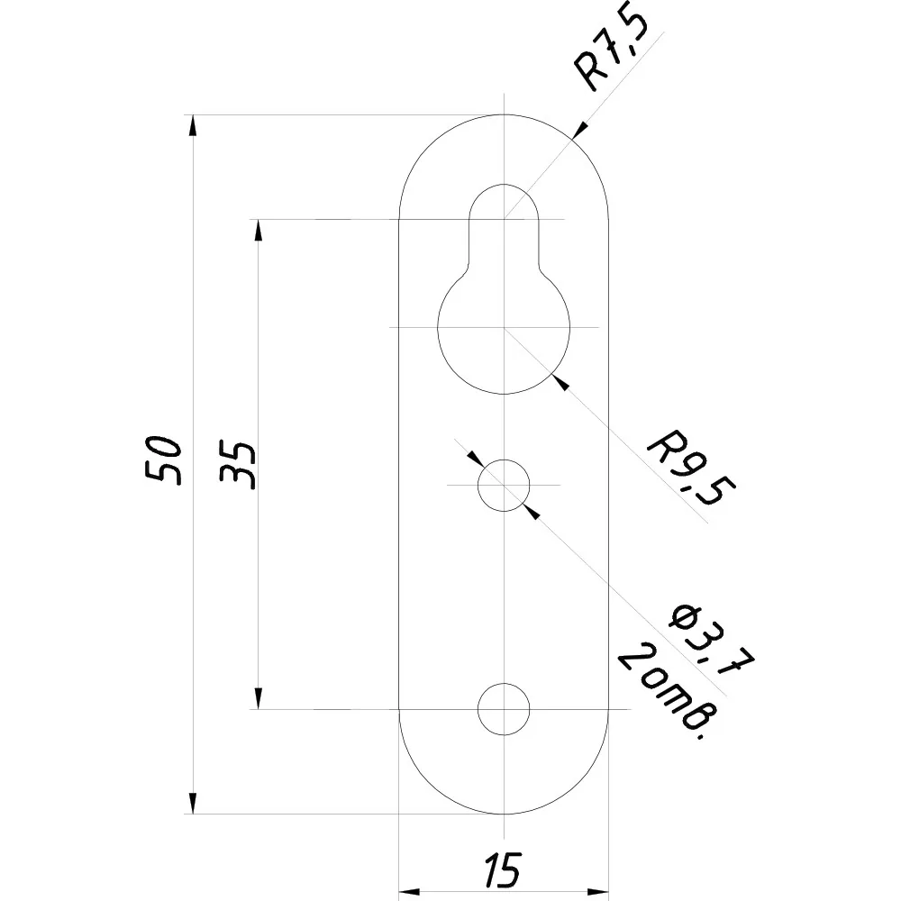Rysunek techniczny – Okucie metalowe do szaf