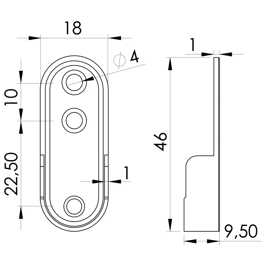 Technical drawing – Wardrobe rail holder