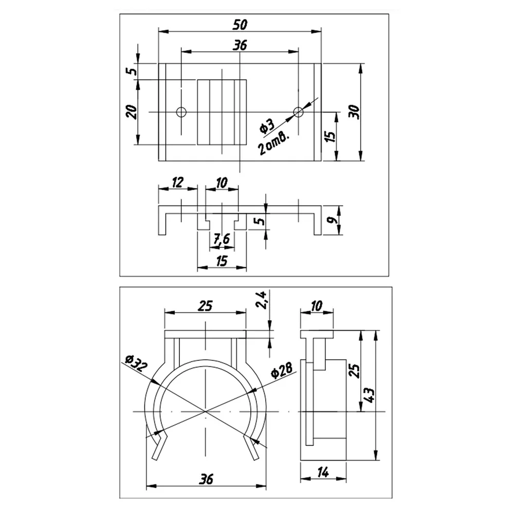 Technical drawing – Kitchen plinth clip