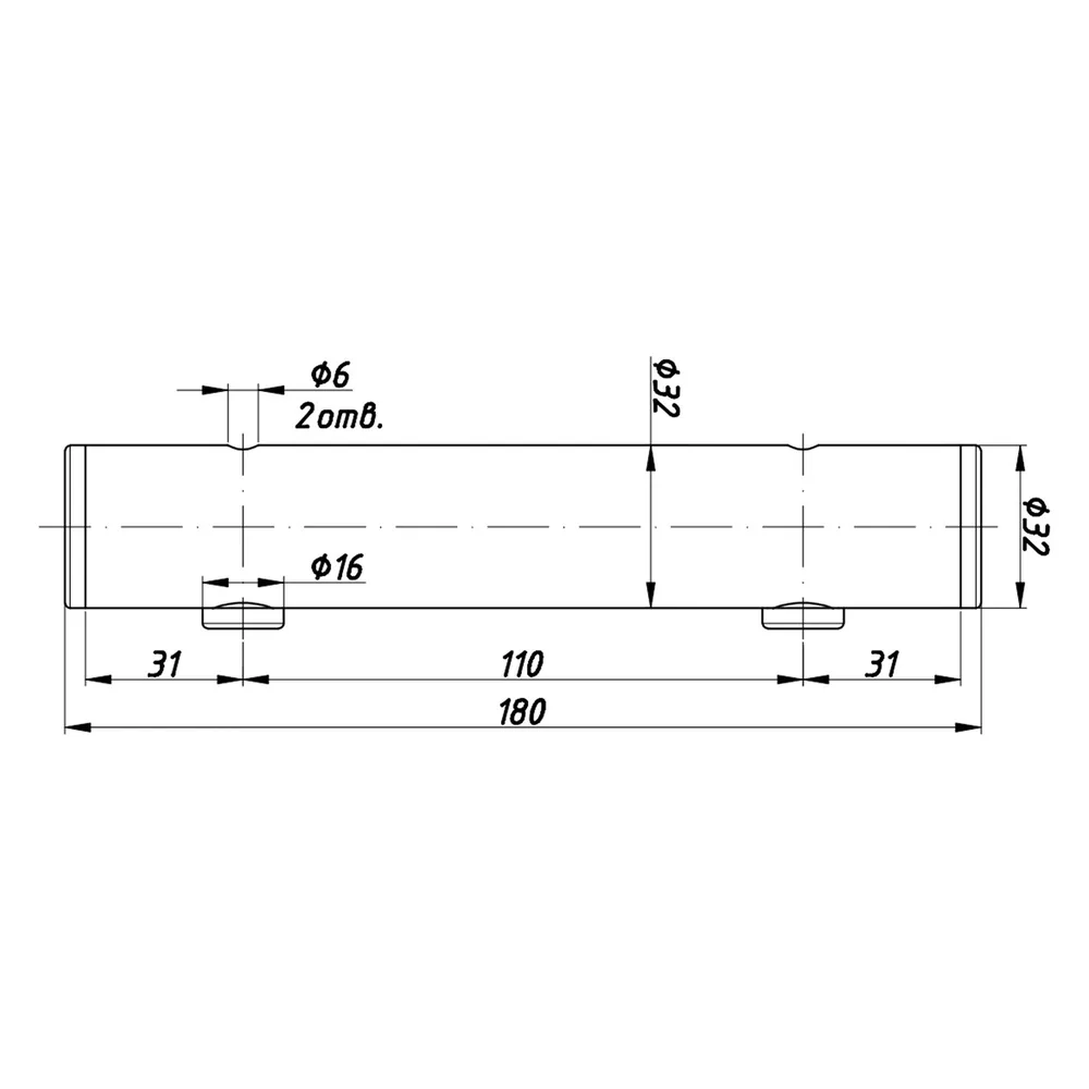 Technical drawing – Metal furniture leg, Ø32