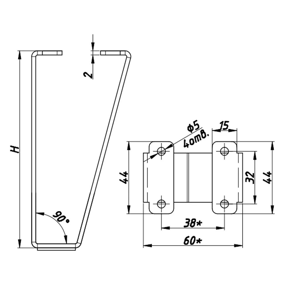 Technical drawing – Metal furniture leg