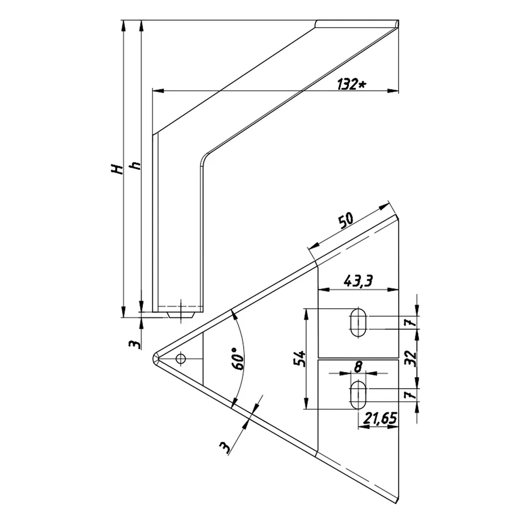 Technical drawing – Metal furniture leg