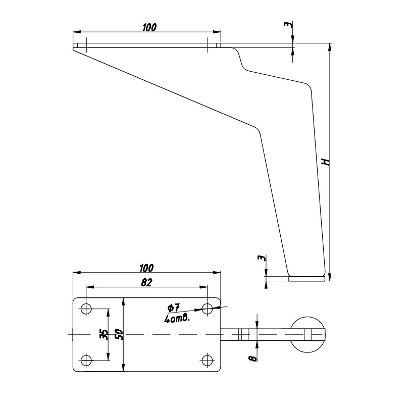 Technical drawing – Metal furniture leg