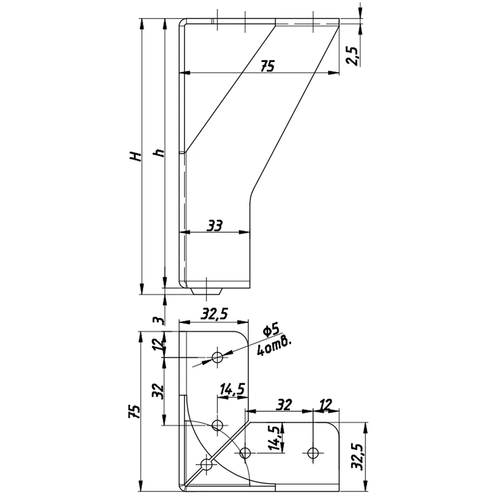 Rysunek techniczny – Noga meblowa metalowa