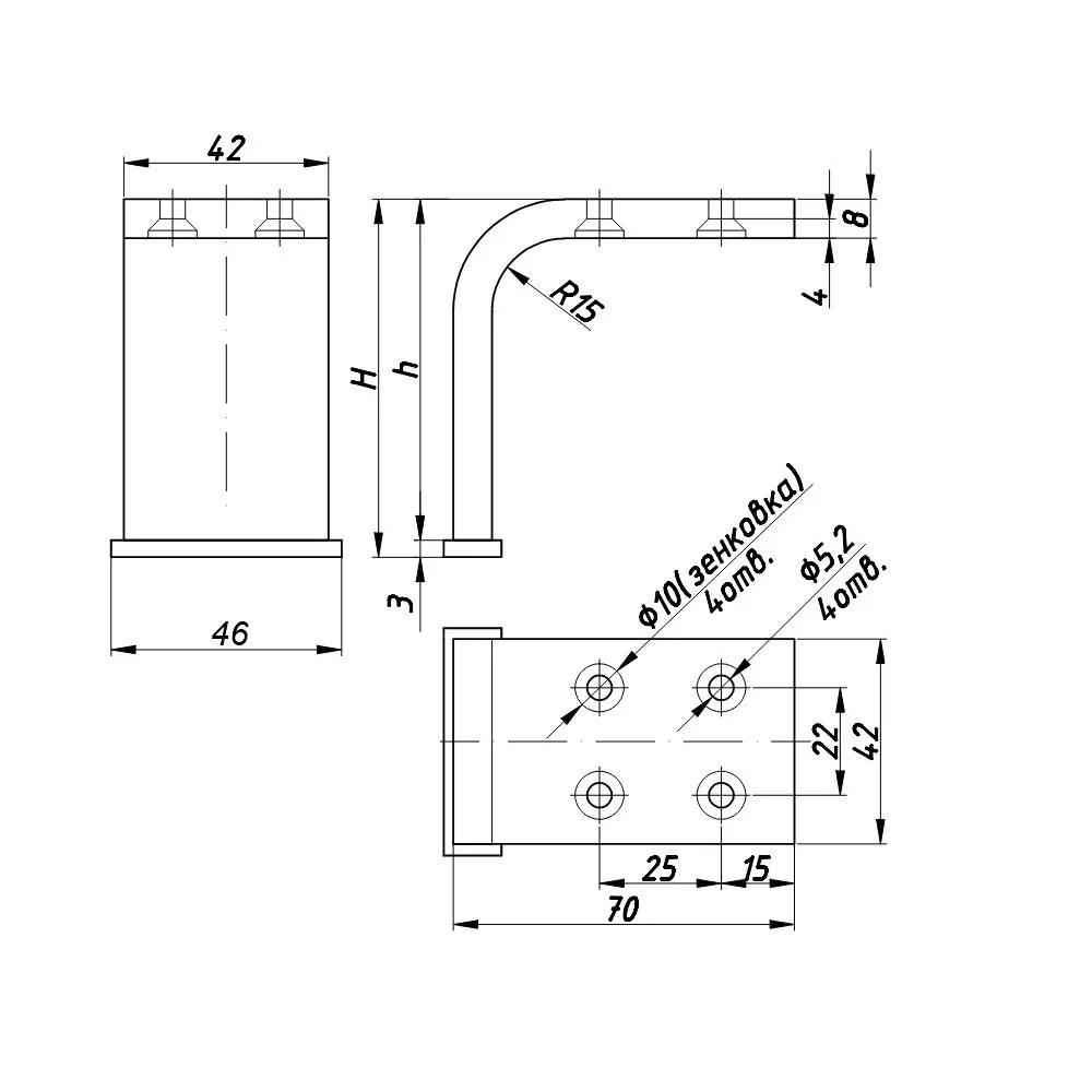 Technical drawing – Metal furniture leg