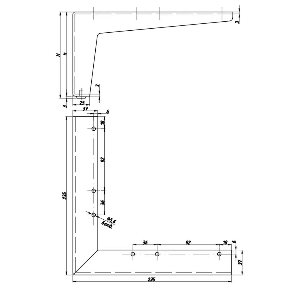 Rysunek techniczny – Noga meblowa metalowa
