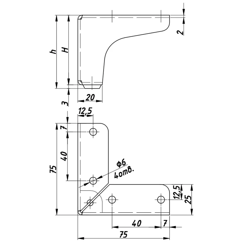 Technical drawing – Metal furniture leg