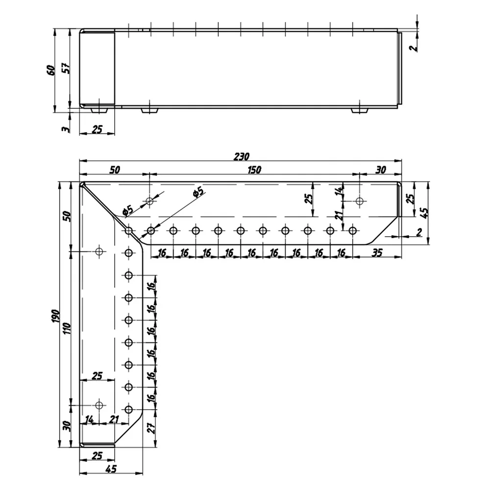 Technical drawing – Metal furniture leg