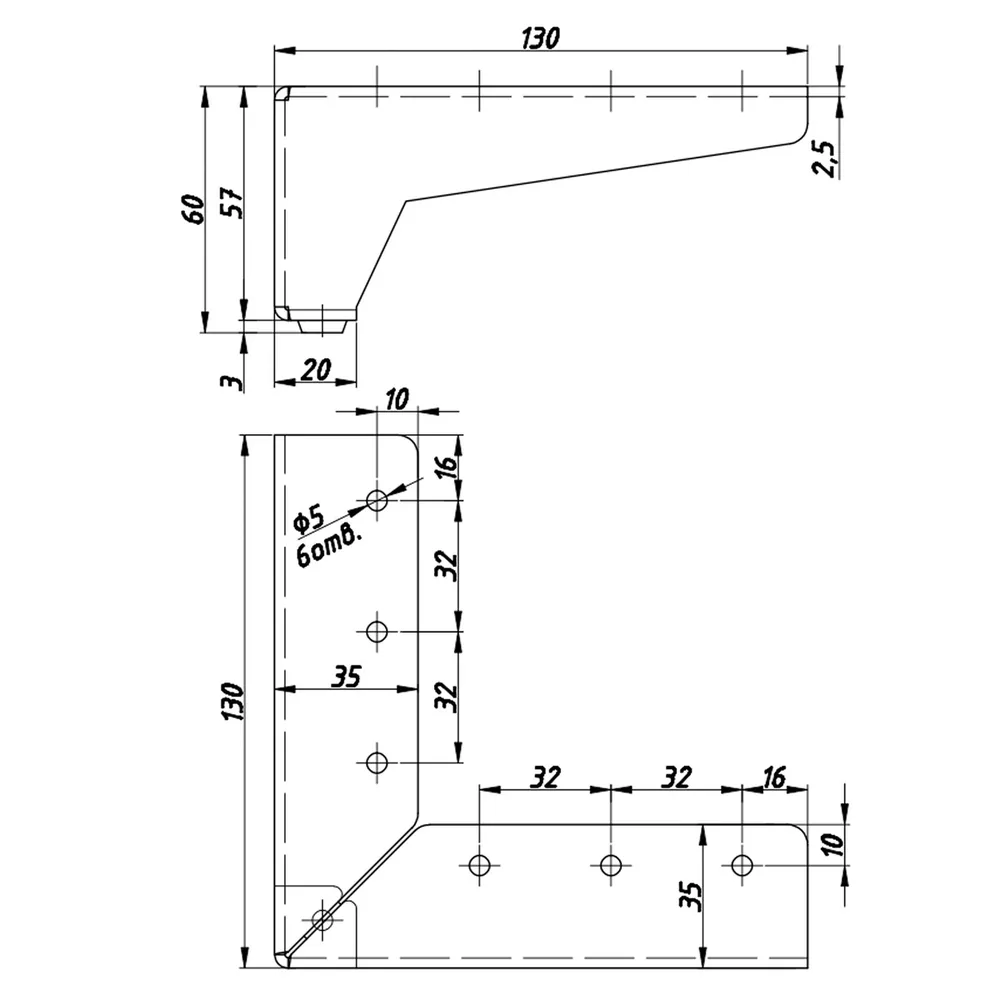 Technical drawing – Metal furniture leg