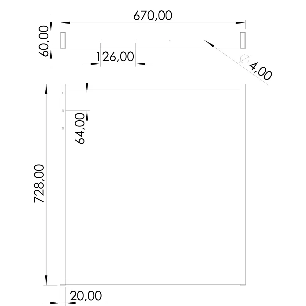 Technical drawing – Metal furniture leg