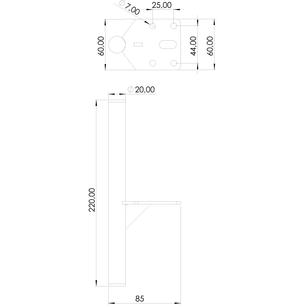 Rysunek techniczny – Noga meblowa metalowa