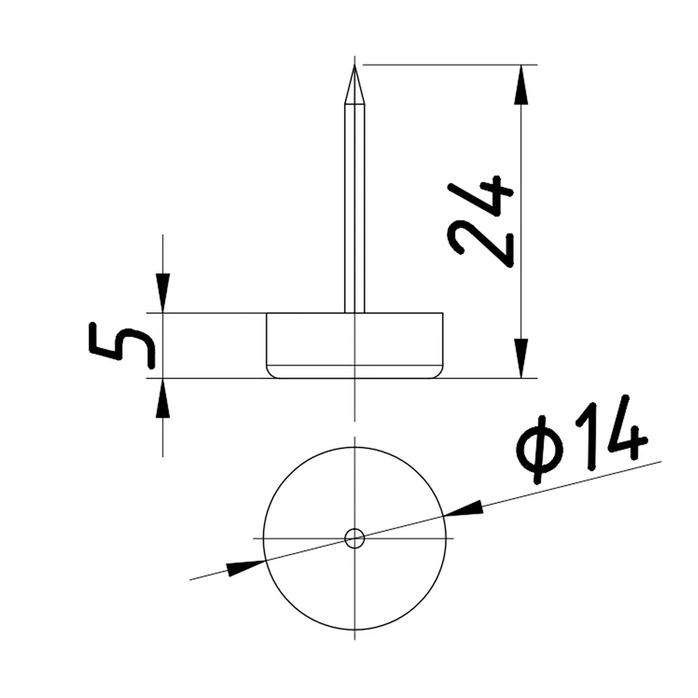 Rysunek techniczny – Stopka meblowa z tworzywa, Ø14, h 5